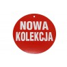 Tabliczki promocyjne kółka "NOWA KOLEKCJA" duże (1szt)