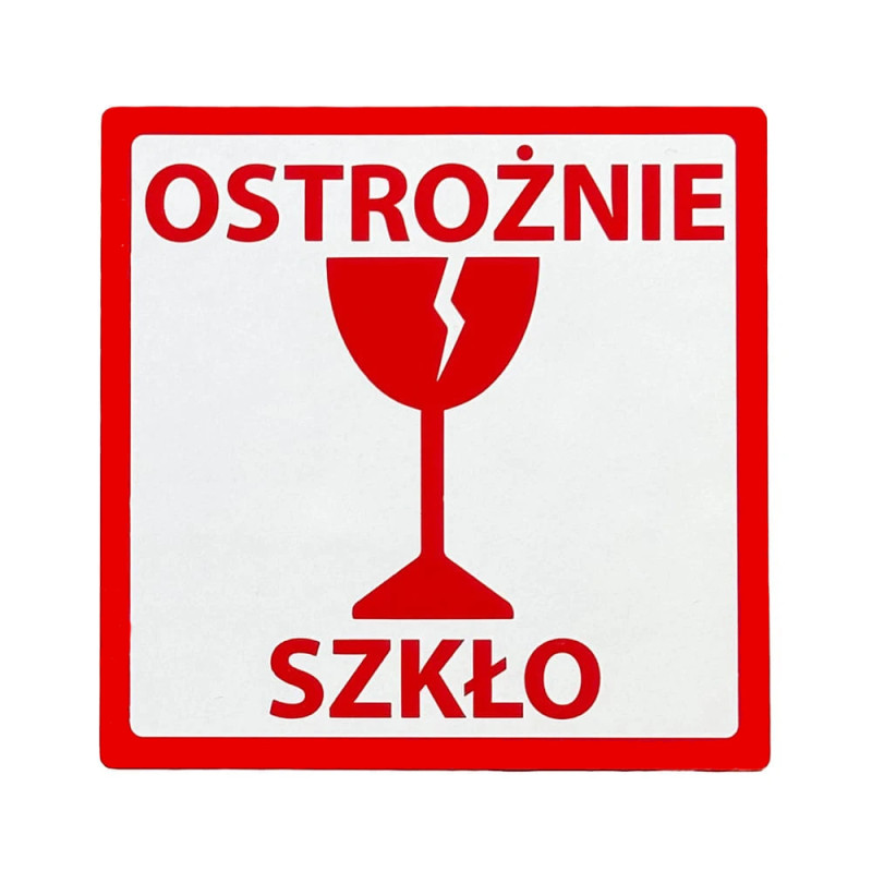 Etykiety ostrzegawcze OSTROŻNIE SZKŁO 97x97 - 100 sztuk